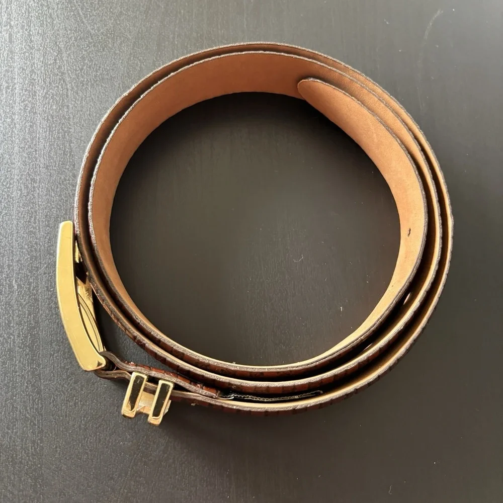 Vintage Crookhorn Fine Grain Leather Belt USA Made Brown Leather Sz 38‎ Western